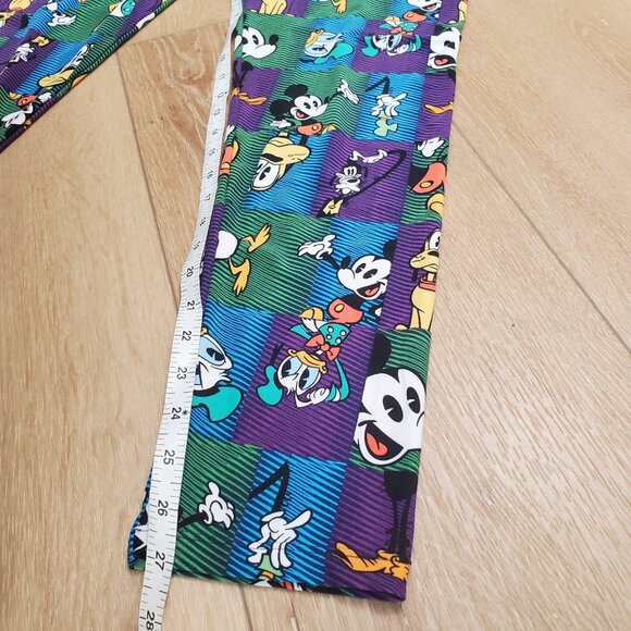 LuLaRoe Disney TC MICKEY DONALD GOOFY PLUTO Patchwork Leggings RARE Purple Green - Picture 11 of 12